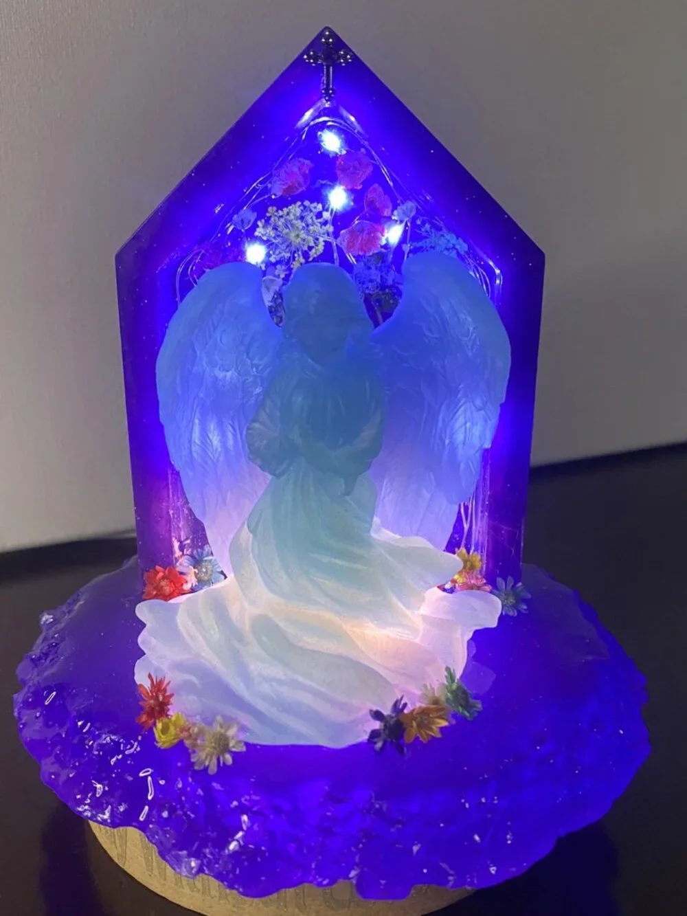 Blue Angel Dual LED Resin Night Light Christian Decor Guardian Angel Gift